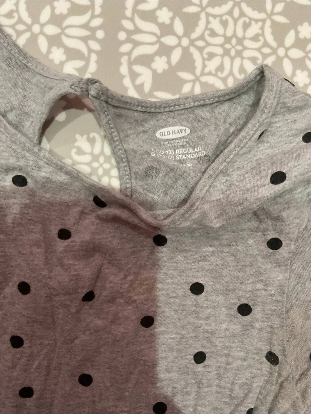 Old Navy Girls Gray Polka Dot Dress Size L (10–12) Like New
